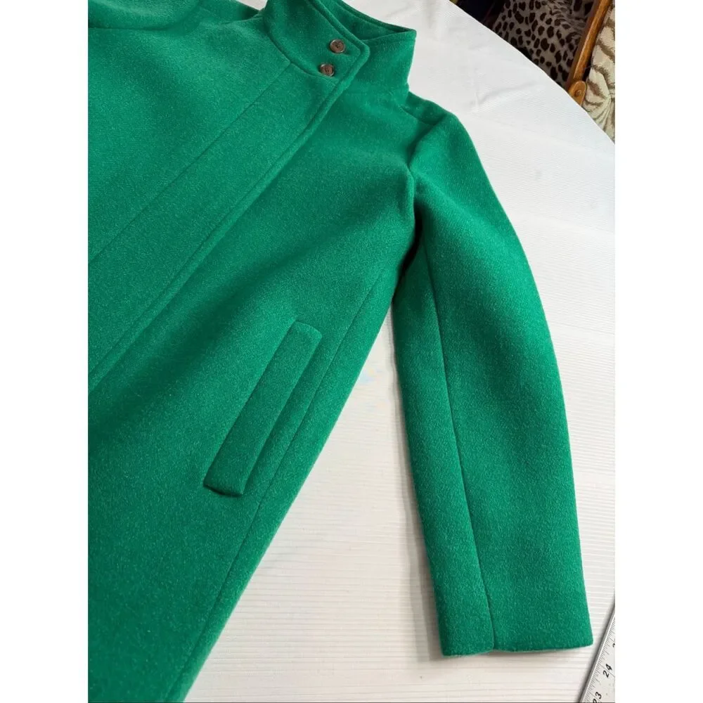 J Crew Factory City Coat with Button Neck Alpine Meadow Green Size 10 - Picture 9 of 12
